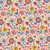 Riley Blake Fabrics Liberty Fabrics Lasenby Cotton Summer Fair Festival Florals A Red Blue Gold, colorful floral pattern with pink, yellow, blue, and red flowers, leaves, and star accents on a light background