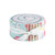 Riley Blake Fabrics Correspondence by Beverly McCollough 2.5 Inch Rolie Polie Jelly Roll Strips, colorful fabric strips arranged in a rolled bundle with decorative edges.