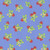 Moda Fabrics Fruit Salad Corey Yoder Strawberries Sky Blue, fabric with a pattern of red strawberries with green leaves and small white flowers on a sky blue background.
