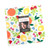 Moda Fabrics Fruit Salad Corey Yoder Ten Inch Squares Layer Cake, colorful fabric layer cake with a fruit salad pattern of strawberries, blueberries, strawberries, and yellow and orange fruit illustrations.