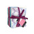 Moda Fabrics Mermaid Batiks Moda 26 Fat Quarters AB, bundle of colorful batik fabric fat quarters with butterfly and mermaid scales patterns, tied with purple ribbon.