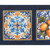 Quilting Treasures Fabrics Citrus Bliss Dan Morris Creative Blue Yellow 6 Inch Italian Tiles, intricate blue and yellow floral pattern with geometric design.