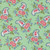 Moda Fabrics A Cat Named Stitch Camille Roskelley Sweet Floral Paisley Green, print with pink, blue, and green floral and paisley pattern on light green background.