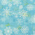 Studio E Fabrics Snowburst 108 Inch Wide Quilt Backing Snowflakes Caribbean Blue, fabric with white snowflakes and green accents on a blue background.