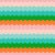 Moda Fabrics Poolside Too Ruby Star Society Retro Umbrella Scallops Verdant Aqua, colorful scalloped pattern fabric in shades of pink, blue, green, and orange.