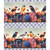 Blank Quilting Fabrics Florinda Francesco Moretti Border Stripe Blue, fabric with colorful birds, flowers, and butterflies on a plaid border.
