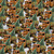 Blank Quilting Fabrics Gears and Garland Urban Essence Designs Steampunk Truck Christmas Trees Copper, multiple vintage-style steampunk trucks with Christmas trees and gears in a seamless pattern.