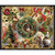 Blank Quilting Fabrics Gears and Garland Urban Essence Designs Steampunk Christmas Panel Red, detailed steampunk-themed Christmas decorations and festive elements.