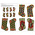 Blank Quilting Fabrics Gears and Garland Urban Essence Designs Steampunk Christmas Stockings Red, Christmas stockings with gear and garland steampunk holiday designs in red, gold, and colorful accents.