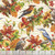 Henry Glass Fabrics Oak and Berries Jan Mott Allover Birds and Leaves Cream Multi, detailed textile pattern featuring colorful birds, autumn leaves, berries, and handwritten script background.