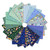 Studio E Fabrics Garden Park Jennifer Brinley 21 Fat Quarters, collection of 21 colorful fabric pieces with floral, butterfly, and nature-inspired patterns in shades of blue, green, and pastel colors.