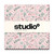 Studio E Fabrics Michelle Austin Charm Square Five Inch, pink fabric with botanical print of leaves and berries.