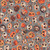 Quilting Treasures Fabrics A Haunting We Will Go Dan Morris Grey Skulls and Potions, fabric with Halloween-themed skulls, pumpkins, and potion designs in orange, black, and white on a grey background.