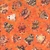 Quilting Treasures Fabrics A Haunting We Will Go Dan Morris Orange Tossed Monsters, Halloween-themed fabric featuring playful cartoon monsters on orange background.