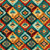 Quilting Treasures Fabrics Canyonlands Dan Morris Brown Turquoise Blue Squash Blossom, colorful textile pattern with geometric diamond shapes and intricate details.