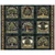 Quilting Treasures Fabrics Cedar and Sage Dan Morris Forest Trees Picture Patches, detailed quilt with nine images of lush trees and forest scenes with floral and starry night backgrounds.
