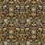 Quilting Treasures Fabrics Cedar and Sage Dan Morris Brown Woodland Floral, intricate floral pattern with daisies and foliage in gold, brown, and cream colors on a black background.