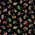 Quilting Treasures Fabrics The Lure of Fishing Dan Morris Black Fishing Flies, fabric pattern featuring detailed colorful fishing flies on a black background.