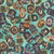Quilting Treasures Fabrics Witchypoo Dan Morris Aqua Blue Potion Labels, a fabric with various colorful potion label designs on a blue background, featuring labels with magical and spooky themes.