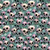 Quilting Treasures Fabrics Witchypoo Dan Morris Teal Blue Skulls, fabric pattern featuring teal blue skulls surrounded by white daisies and green foliage.