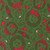 Moda Fabrics Holiday Cheer Stacy Iest Hsu Vintage Birds Cardinals Wreaths Evergreen Green, festive holiday fabric pattern with red bows, poinsettia flowers, birds, holly berries, and pine branches on a green background.