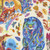 Moda Fabrics Northern Brights Amarilys Henderson Watercolor Animals Cloud, colorful watercolor painting of animals and nature elements including a bear, owl, butterfly, and leaves.