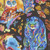 Moda Fabrics Northern Brights Amarilys Henderson Watercolor Animals Night Sky Black, colorful watercolor style animals and nature motifs on a black background.