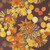 Moda Fabrics Northern Brights Amarilys Henderson Watercolor Floral Woodys Brown, vibrant floral watercolor fabric pattern with yellow, orange, and green flowers on a dark brown background.