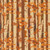 Moda Fabrics Northern Brights Amarilys Henderson Birch Stripe Cedar Brown, a fabric with a pattern of birch trees and orange autumn leaves.