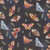 Moda Fabrics Northern Brights Amarilys Henderson Watercolor Moth Array Night Sky Black