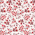 Henry Glass Fabrics Scarlet's Treasure Color Principle White Red Nosegays, floral fabric with red and pink flowers and dark red leaves on a white background.