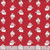 Riley Blake Fabrics Claus and Co Melissa Mortenson Santa Heads Red, Christmas themed fabric with a pattern of adorable cartoon Santa heads wearing pink hats and glasses, on a red background.