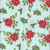 Riley Blake Fabrics Claus and Co Melissa Mortenson Main Blue, Christmas-themed fabric with red poinsettia flowers, holly leaves, berries, and decorative bows on a light blue background.