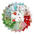Riley Blake Fabrics Claus and Co Melissa Mortenson Fat Quarter Bundle, 24 Pcs, featuring holiday themed fabric pieces with Christmas motifs like Santa, reindeer, holly, and poinsettia in red, green, white, and pastel colors.