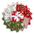 Riley Blake Fabrics Holiday Spirit Lisa Audit Fat Quarter Bundle, 18 Pcs, featuring festive holiday patterns in red, green, and white, with images of holly, pinecones, presents, and Christmas ornaments.