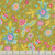 Riley Blake Fabrics Kipling Gardens Lily Ashbury Jacobean Floral Curry Yellow, close-up of a vibrant yellow floral fabric with pink, blue, and green detailed flowers and leaves.