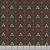 Riley Blake Fabrics Orchard House Heather Peterson Medallions Black, fabric pattern featuring pink roses, white flowers, and green leaves outlined with gold on a black background.