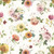 Riley Blake Fabrics Sketchbook Lisa Audit Stems Cream, floral print fabric with pink, yellow, and peach flowers and green leaves on a cream background.
