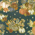 Robert Kaufman Fabrics Hello Fall Denim Blue Pumpkins Sunflowers Burlap, detailed fall-themed fabric with pumpkins, sunflowers, and birds on a denim blue background.