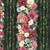 Robert Kaufman Fabrics Twilight Terrace Night Fall Blue Mum Dahlia Daisy Flower Garland Stripe, vibrant floral fabric with large pink, white, and blue flowers and green vine stripe pattern on black background.