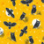 Robert Kaufman Fabrics Lights Out Glow in the Dark Yellow Owls, a fabric pattern featuring black owls and other nocturnal creatures with glow-in-the-dark effect against a bright yellow background.