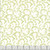 Henry Glass Fabrics Bloomscape Jane Shasky White Green Vine, fabric with a white background and a delicate green vine pattern with pink accents.