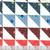Windham Fabrics Made Easy Denyse Schmidt Cheater Quilt Cream Triangle Stripe, close-up of fabric with colorful triangle and stripe patterns.