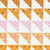 Windham Fabrics Made Easy Denyse Schmidt Cheater Quilt Golden Yellow Triangle Stripe, close-up view of fabric with vibrant yellow, pink, black, and white geometric and floral patterns.