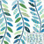 Windham Fabrics Made Easy Denyse Schmidt Cheater Quilt Blue Leafy Vine, fabric with blue, green, and black patterned leaves on white background.