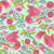 FreeSpirit Fabrics Legendary Cotton Lawn by Tula Pink Hot Wings Stardust Green, featuring vibrant pink and orange phoenix birds amidst colorful floral and leafy patterns on a light green background.
