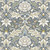 FreeSpirit Fabrics Morden by William Morris Severne Slate Blue fabric, featuring an intricate floral pattern with large white flowers, green leaves, and detailed line work on a slate blue background.