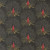 Moda Fabrics Candlelight Christmas 3 Sisters Candlelight Ebony Black, festive holiday textile with red candles surrounded by holly and bright starburst patterns.