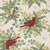 Moda Fabrics When Snow Falls Deb Strain Winter Birds Allover Snowy White Multi, Christmas-themed fabric featuring red and beige birds, green foliage, and snowflakes for holiday craft projects.