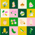 Moda Fabrics Merry Happy Ruby Star Society Kimberly Kight Christmas Panel 36 Verdant Green, festive holiday themed print with various colorful Christmas icons and decorations.